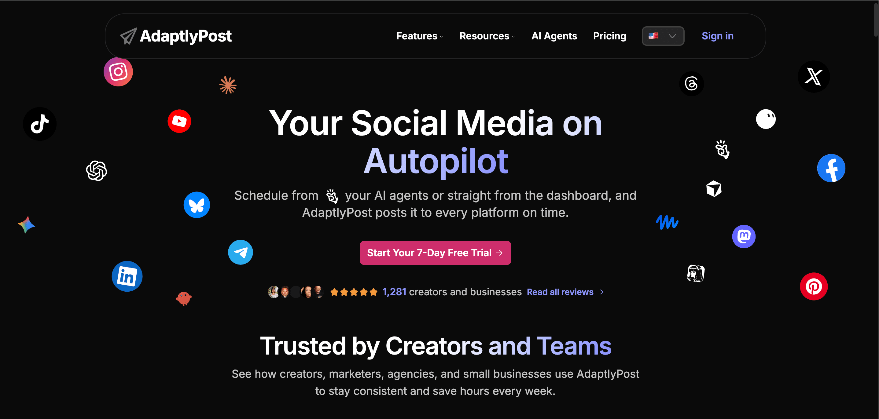 AdaptlyPost website screenshot