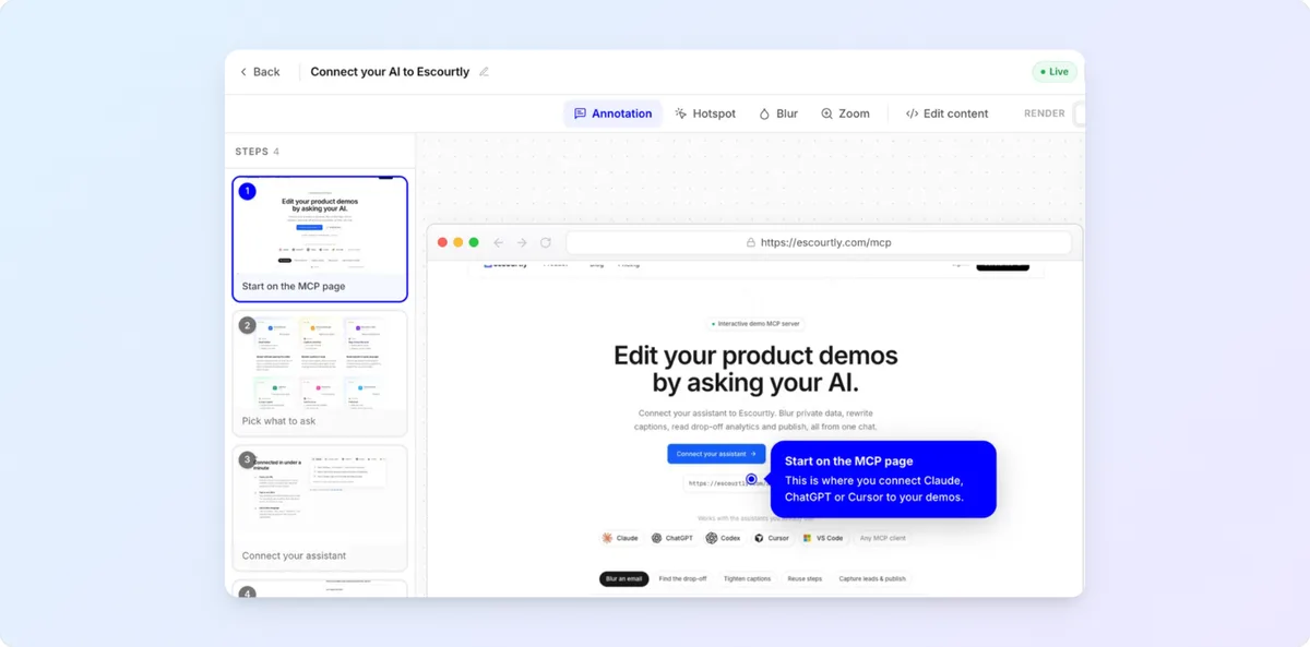 A product screenshot on a soft gradient background