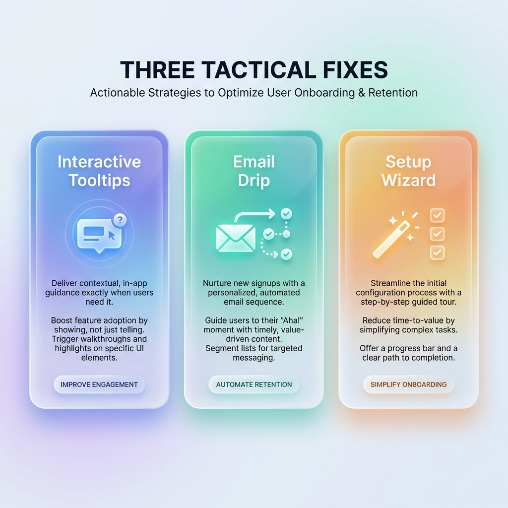 Three Tactical Fixes: Interactive Tooltips, Email Drip, and Setup Wizard